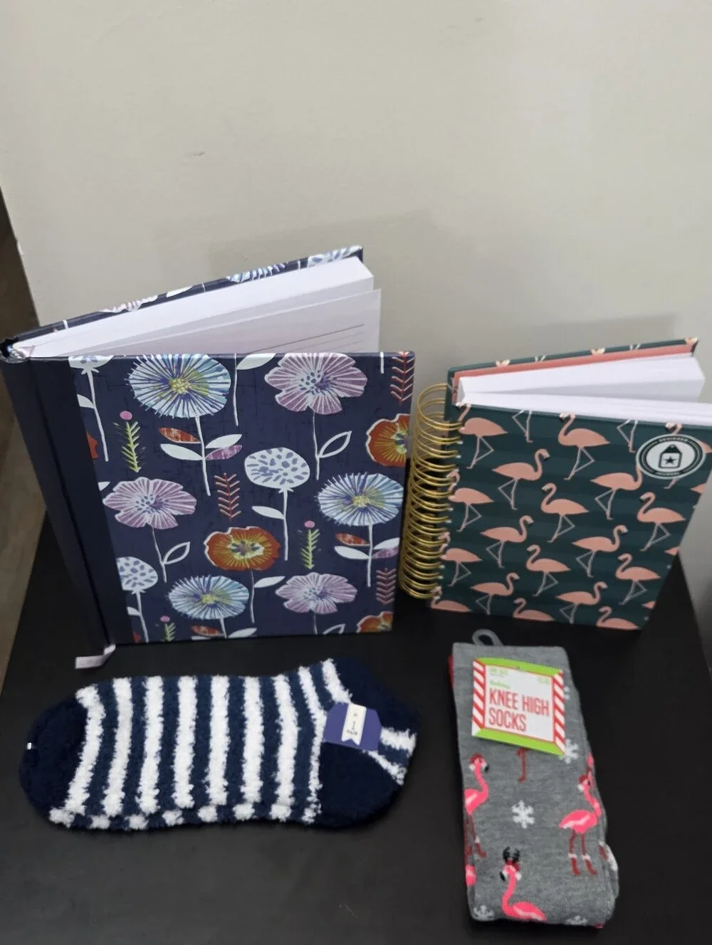 Cozy Journal & Socks Gift Set: 2 Hardcover Notebooks & 2 Pairs Socks Lot NWT